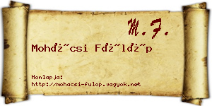 Mohácsi Fülöp névjegykártya